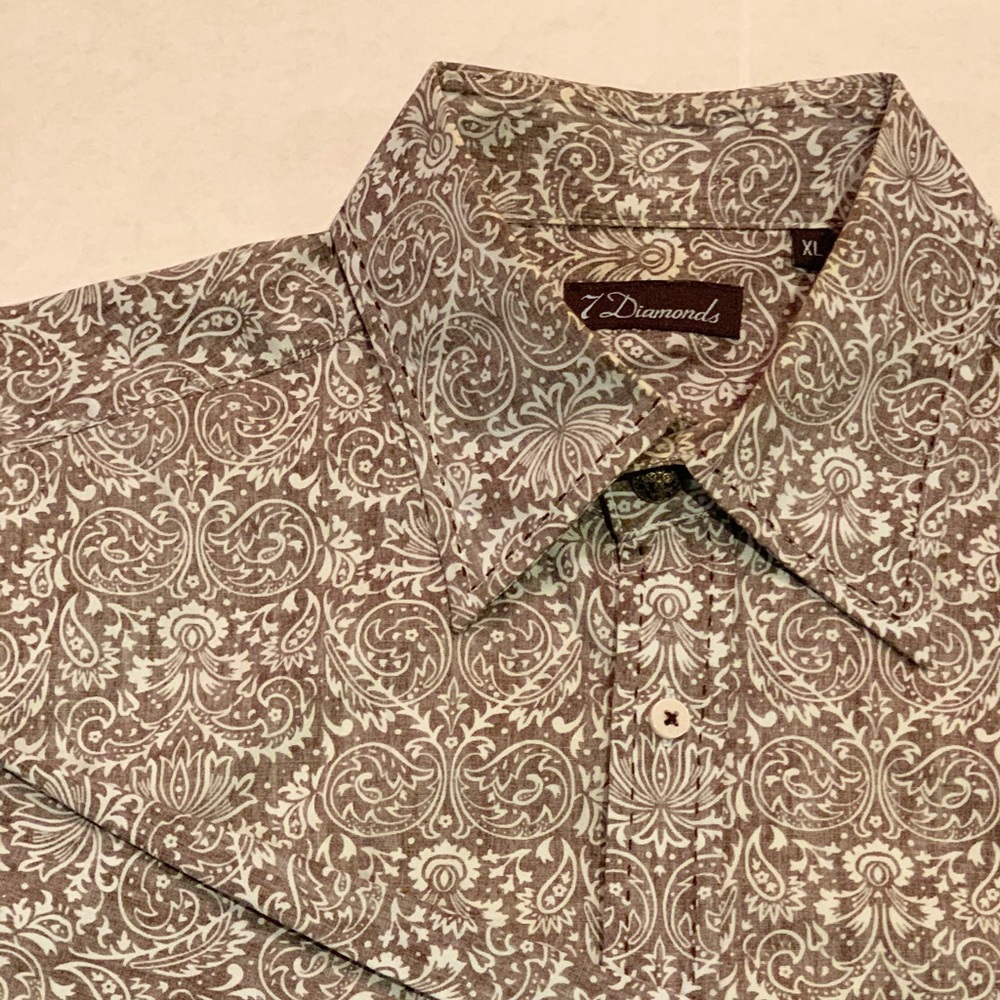 7 Diamonds brown/blue paisley shirt